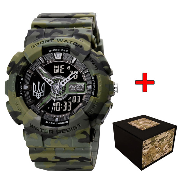 Тактические мужские часы Awarder 005 Тризуб Camo Green 5 ATM