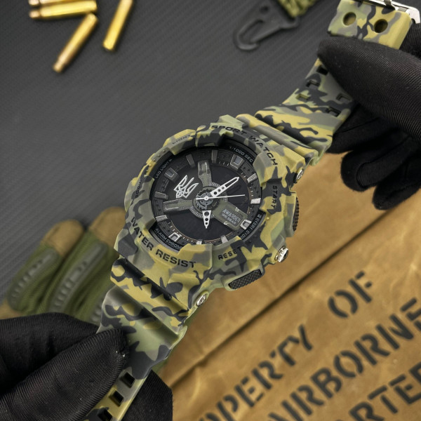 Тактические мужские часы Awarder 005 Тризуб Camo Green 5 ATM