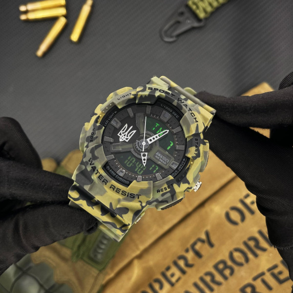 Тактические мужские часы Awarder 005 Тризуб Camo Green 5 ATM