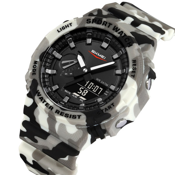 Спортивные тактические часы Skmei 2351CMGY Camo Grey с подсветкой