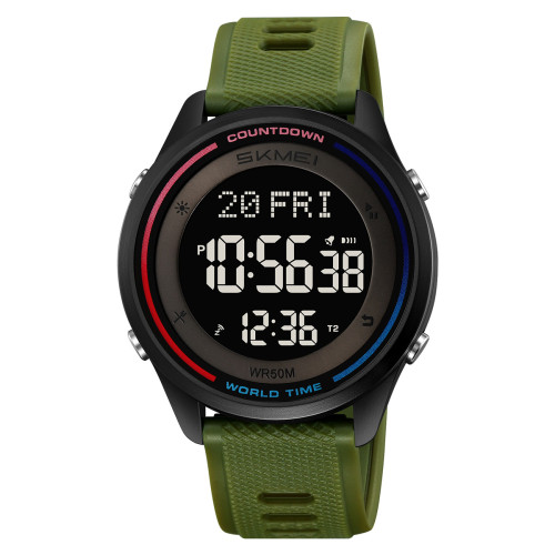 Спортивные мужские часы Skmei 2348AG Army Green электронные водонепроницаемые