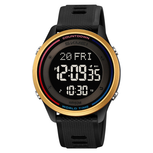 Чоловічий спортивний годинник Skmei 2348BKGD Black-Gold з водозахистом 5 ATM
