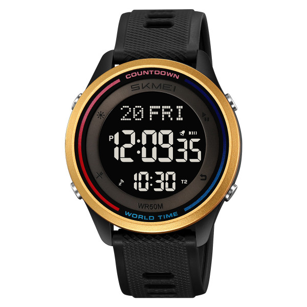 Чоловічий спортивний годинник Skmei 2348BKGD Black-Gold з водозахистом 5 ATM