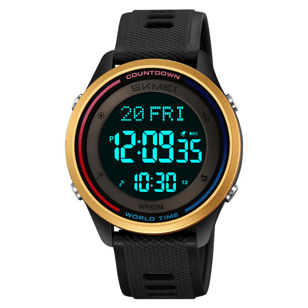 Чоловічий спортивний годинник Skmei 2348BKGD Black-Gold з водозахистом 5 ATM