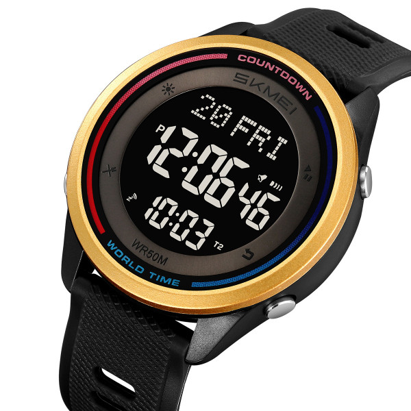 Чоловічий спортивний годинник Skmei 2348BKGD Black-Gold з водозахистом 5 ATM