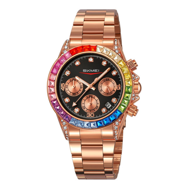 Часы унисекс Skmei 2352RGBK Rose Gold-Black хронограф люминесцентный