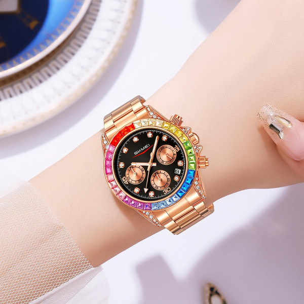 Часы унисекс Skmei 2352RGBK Rose Gold-Black хронограф люминесцентный