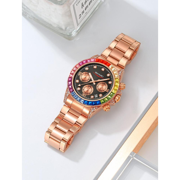 Часы унисекс Skmei 2352RGBK Rose Gold-Black хронограф люминесцентный