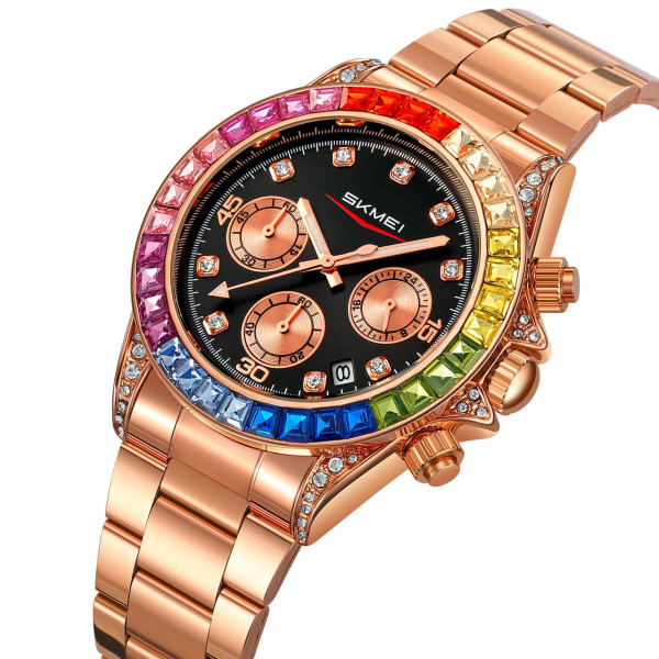 Часы унисекс Skmei 2352RGBK Rose Gold-Black хронограф люминесцентный