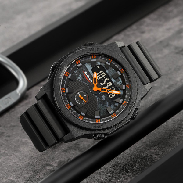 Спортивний чоловічий годинник Skmei 2355BKOG Black-Orange з водозахистом 5 ATM