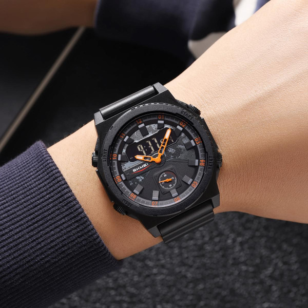 Спортивний чоловічий годинник Skmei 2355BKOG Black-Orange з водозахистом 5 ATM