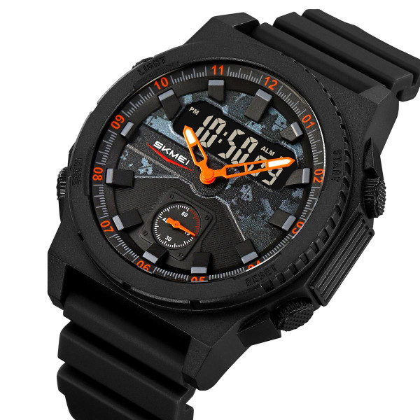 Спортивний чоловічий годинник Skmei 2355BKOG Black-Orange з водозахистом 5 ATM