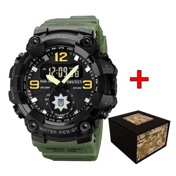 Тактические мужские часы Awarder 003 Полиция Army Green-Black 5 ATM