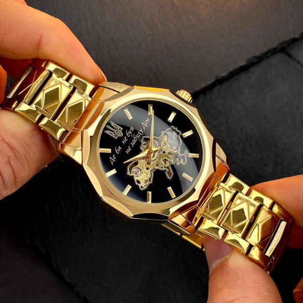 Мужские механические часы Awarder 024 Не забуду дім Gold-Black