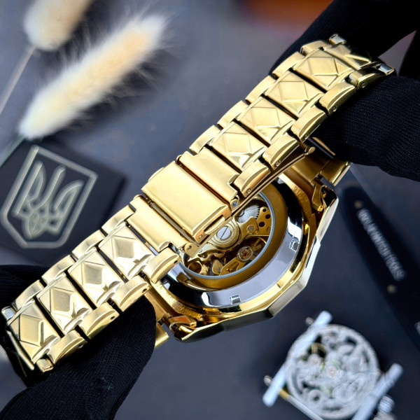 Чоловічий механічний годинник Awarder 024 Не забуду дім Gold-Gold з автопідзаводом