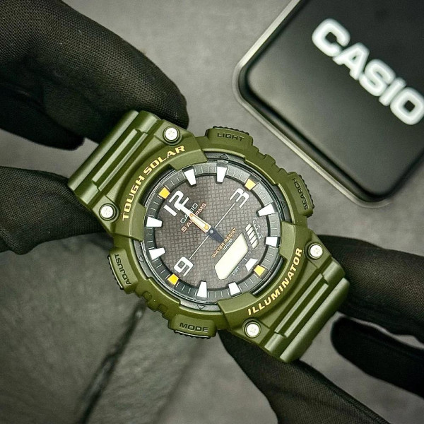 Чоловічий годинник Casio AQ-S810W-3A спортивний зелений 10 ATM