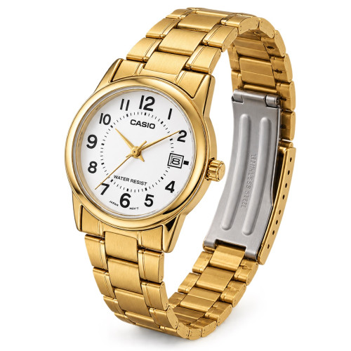 Жіночий годинник Casio LTP-V002G-7B золотистий з мінеральним склом