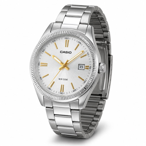 Мужские часы Casio MTP-1302D-7A2 с металлическим браслетом и водозащитой 5 ATM