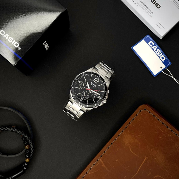 Чоловічий годинник Casio MTP-1374D-1A кварцовий металевий браслет 5 ATM