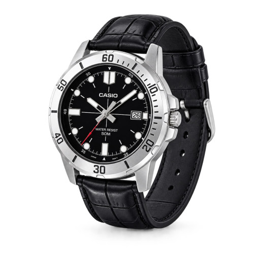 Чоловічий годинник Casio MTP-VD01L-1E шкіряний ремінець водозахист 5 ATM