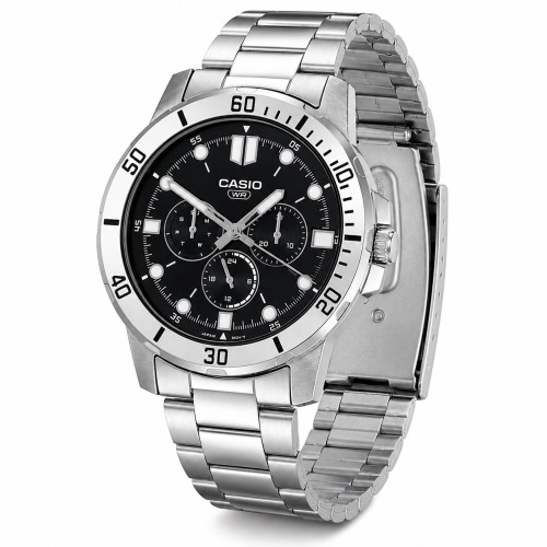 Чоловічий годинник Casio MTP-VD300D-1E металевий класичний чорний