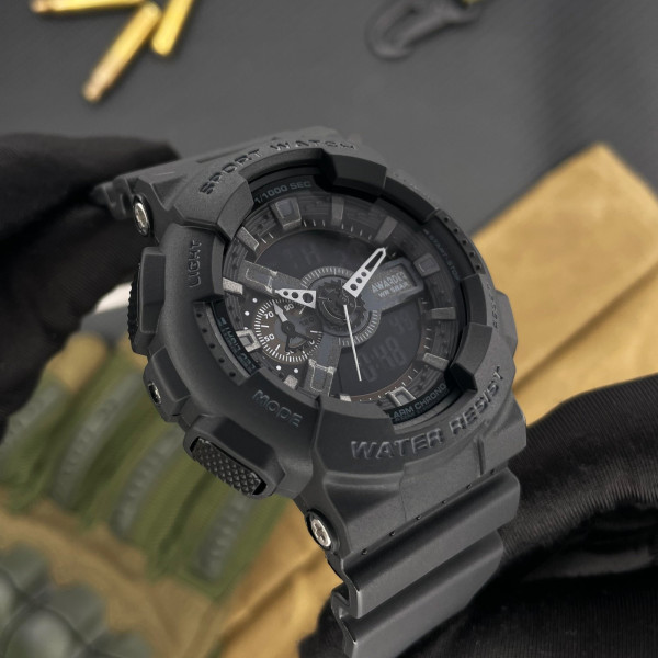 Тактичний чоловічий годинник Awarder 005 Black 5 ATM з підсвічуванням
