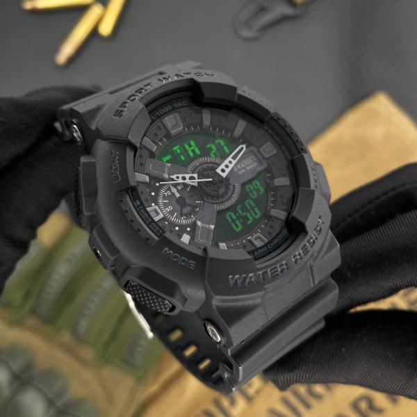 Тактичний чоловічий годинник Awarder 005 Black 5 ATM з підсвічуванням