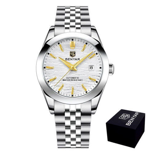 Мужские механические часы Benyar BY-5209 White с автоподзаводом 5 ATM