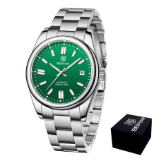 Мужские механические часы Benyar BY-5185 Green 10 ATM со стальным браслетом