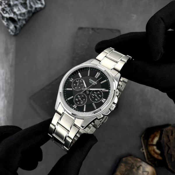 Мужские часы Casio MTP-1375D-1A стальные водонепроницаемые