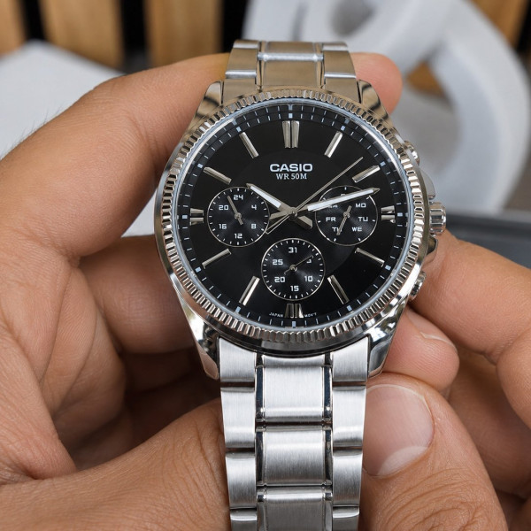 Мужские часы Casio MTP-1375D-1A стальные водонепроницаемые