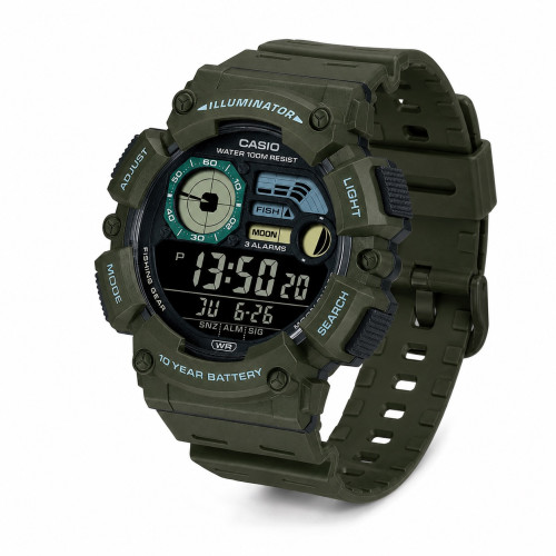 Чоловічий тактичний годинник Casio WS-1500H-3B водозахист 10 ATM зелений