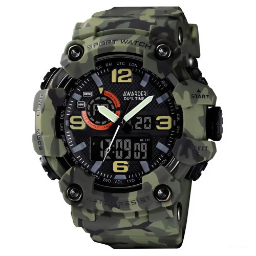 Мужские тактические часы Awarder 002 Camo Green с водозащитой 5 ATM