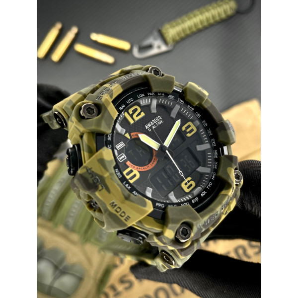 Мужские тактические часы Awarder 002 Camo Green с водозащитой 5 ATM