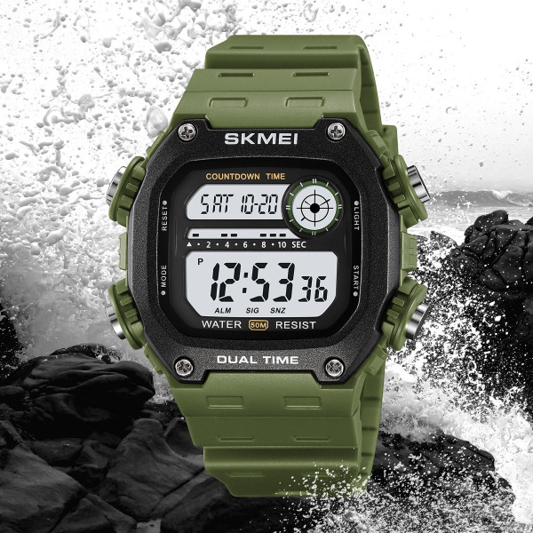 Чоловічий спортивний годинник Skmei 2126AG Army Green з водозахистом 5 ATM