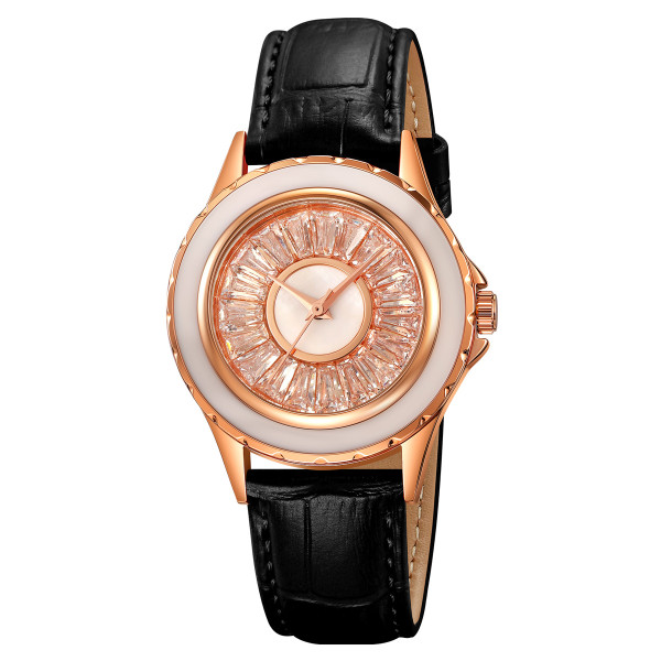 Женские часы Skmei 2172RGBK Rose Gold-Black классические кожаные