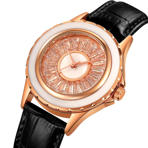 Женские часы Skmei 2172RGBK Rose Gold-Black классические кожаные