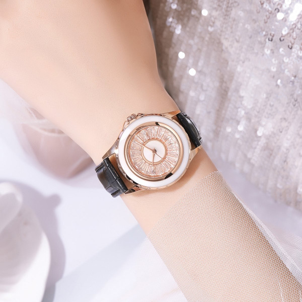 Женские часы Skmei 2172RGBK Rose Gold-Black классические кожаные