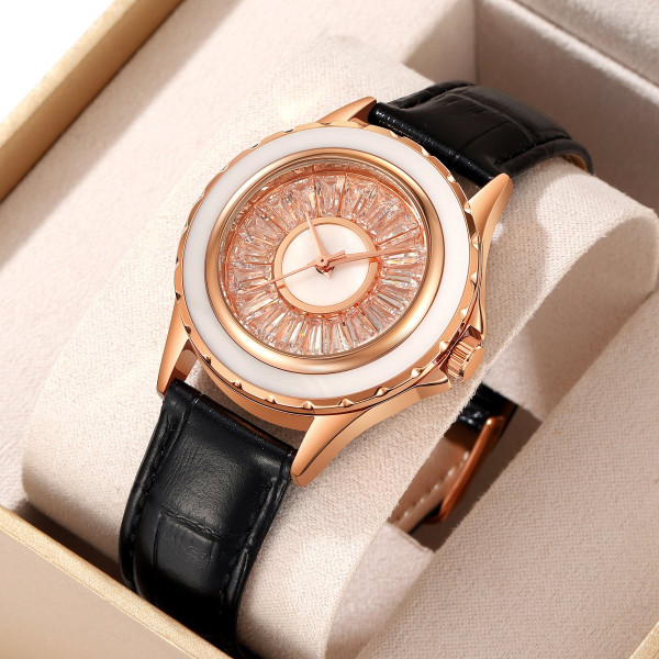 Женские часы Skmei 2172RGBK Rose Gold-Black классические кожаные