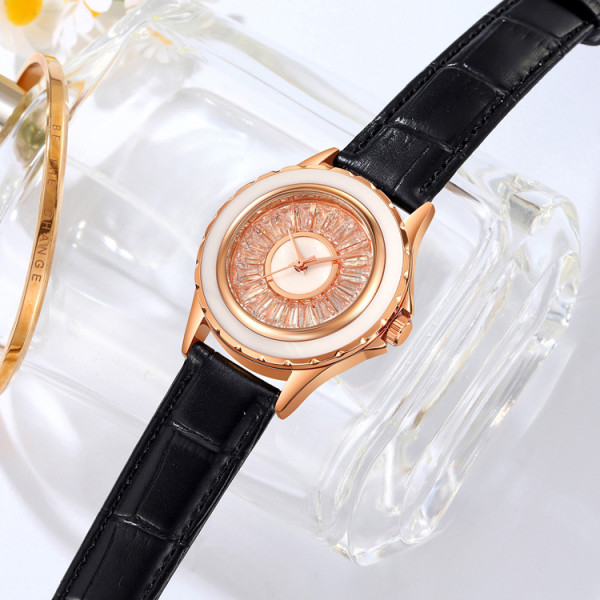 Женские часы Skmei 2172RGBK Rose Gold-Black классические кожаные