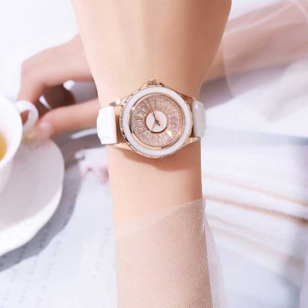 Женские классические часы Skmei 2172RGWT Rose Gold-White с кожаным корешком