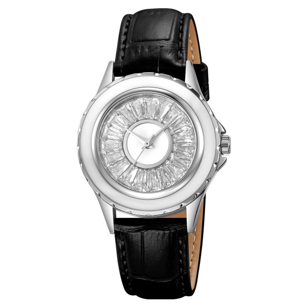 Жіночий годинник Skmei 2172SIBK Silver-Black класичний зі шкіряним ремінцем