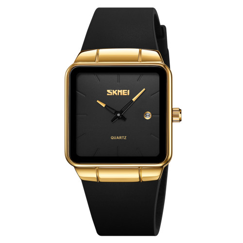 Женские часы Skmei 2173GDBK Gold-Black прямоугольные кварцевые 3 ATM