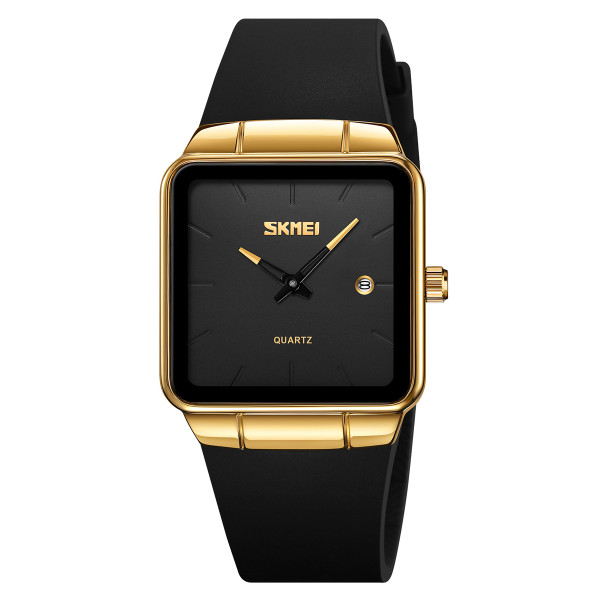 Женские часы Skmei 2173GDBK Gold-Black прямоугольные кварцевые 3 ATM