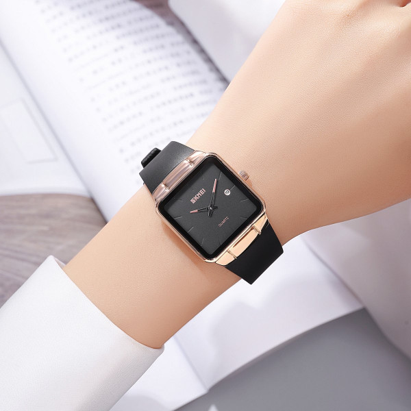 Женские часы Skmei 2173RGBK Rose Gold-Black кварцевые водозащищенные 3 ATM