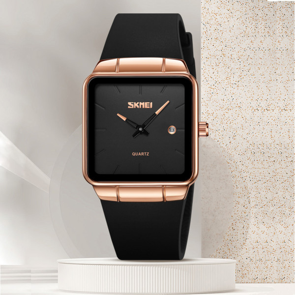 Женские часы Skmei 2173RGBK Rose Gold-Black кварцевые водозащищенные 3 ATM
