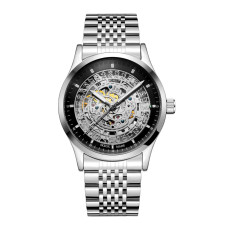 Чоловічий механічний годинник Skrox 7049 Silver-Black з автопідзаводом