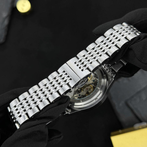 Чоловічий механічний годинник Skrox 7049 Silver-Black з автопідзаводом