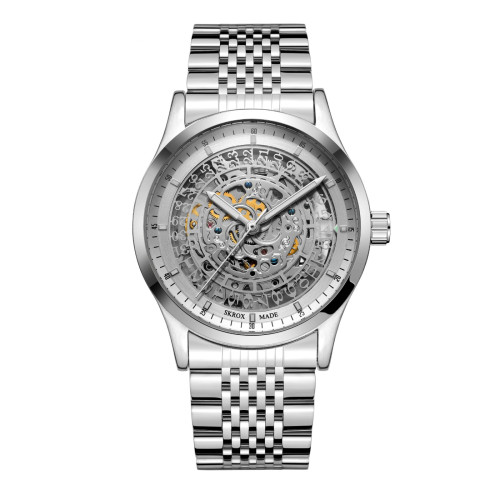 Мужские механические часы Skrox 7049 Silver с автоподзаводом