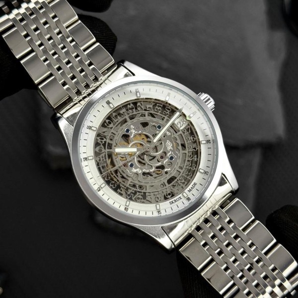 Чоловічий механічний годинник Skrox 7049 Silver з автопідзаводом